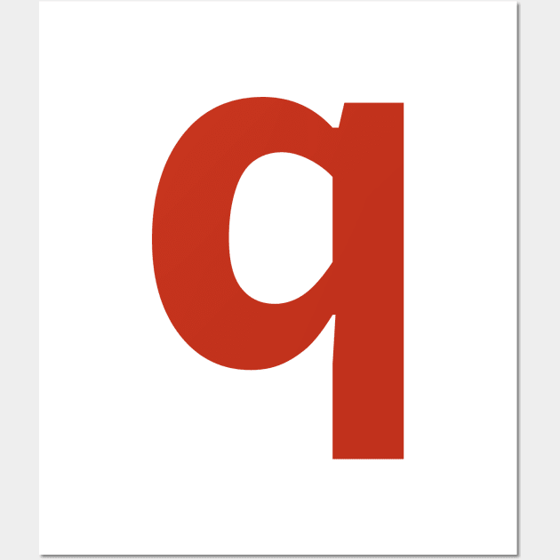 Letter q in Red Text Minimal Typography Wall Art by ellenhenryart